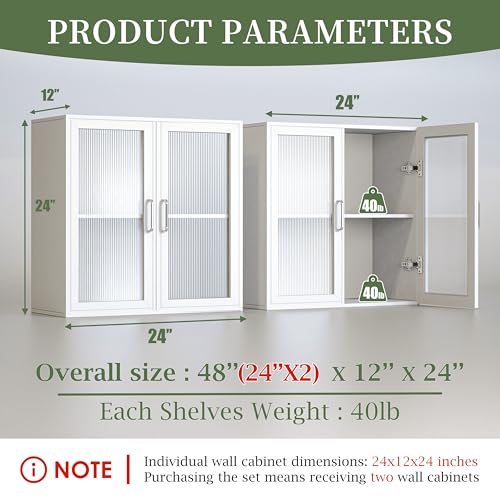 24'' Black Bathroom Wall Cabinet Set of 2 with LED O4126