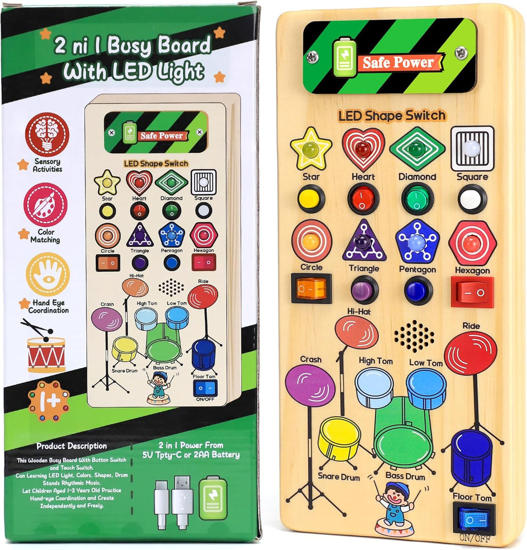 USB Busy Board with LED Shape Switch and Drum Set W169