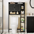 Black Over The Toilet Storage Cabinet with Door and Adjustable Shelf Z9614