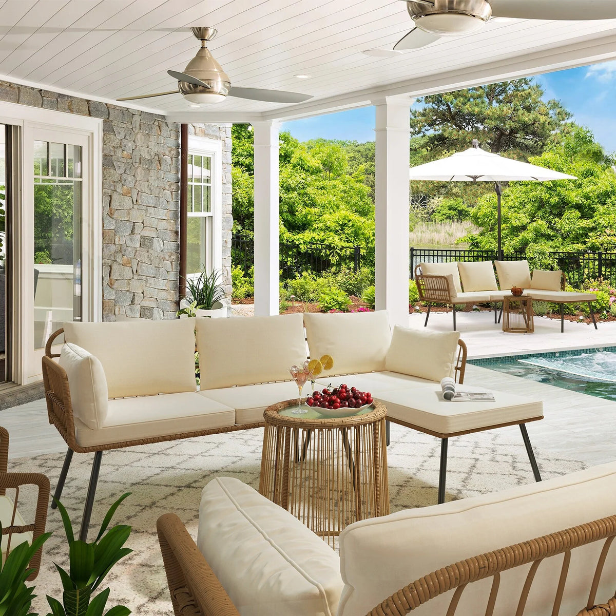 3-piece Woven Outdoor Sectional Sofa Set P485183