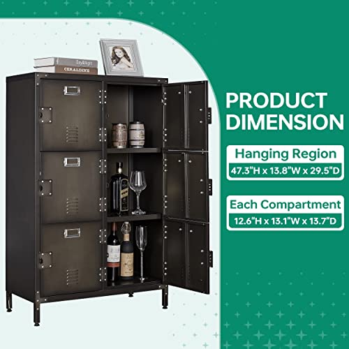 Metal Storage Locker 47" Steel 6 Door Lockable Adjustable Feet Cabinets W215911
