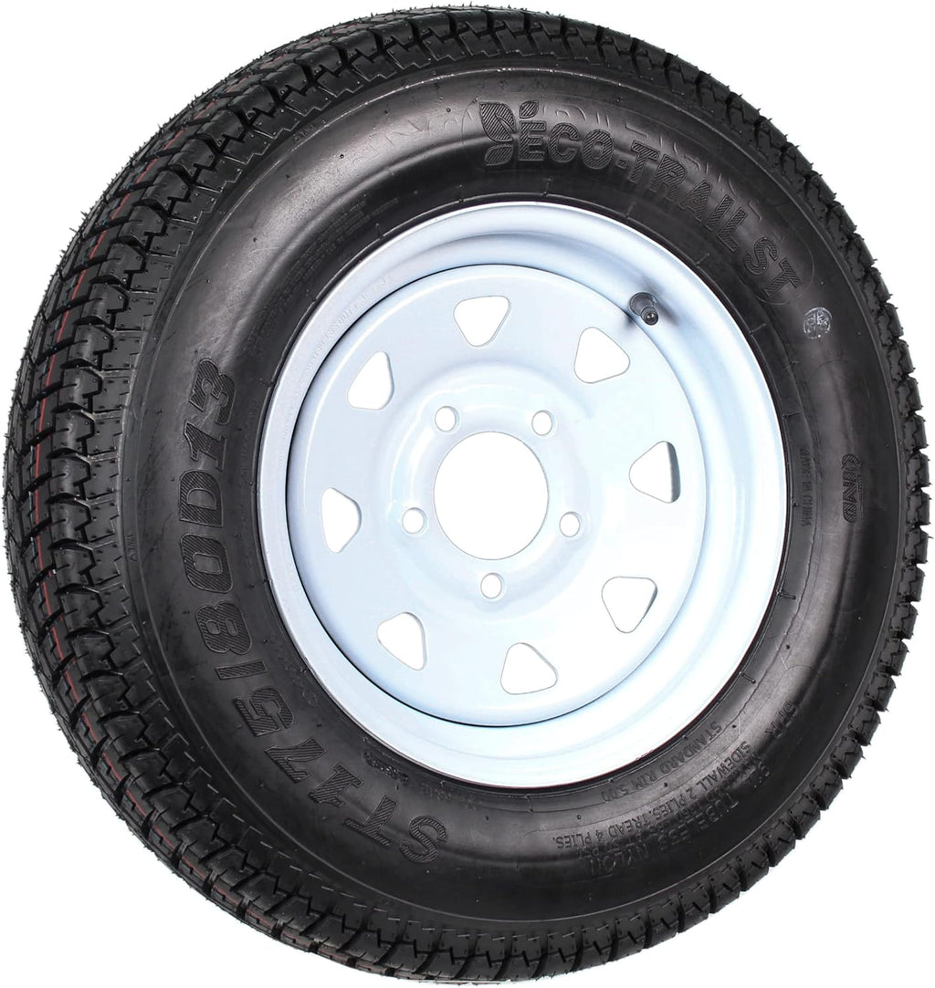 2-Pk Trailer Tire On Rim ST175/80D13 175/80 13 in. LRC 5 Hole White Spoke Wheel S790008