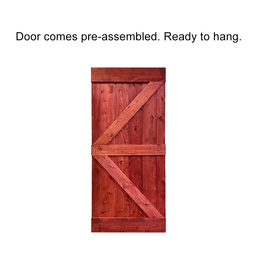Red Walnut Stained Solid Pine Wood Interior Sliding Barn Door Slab M80005