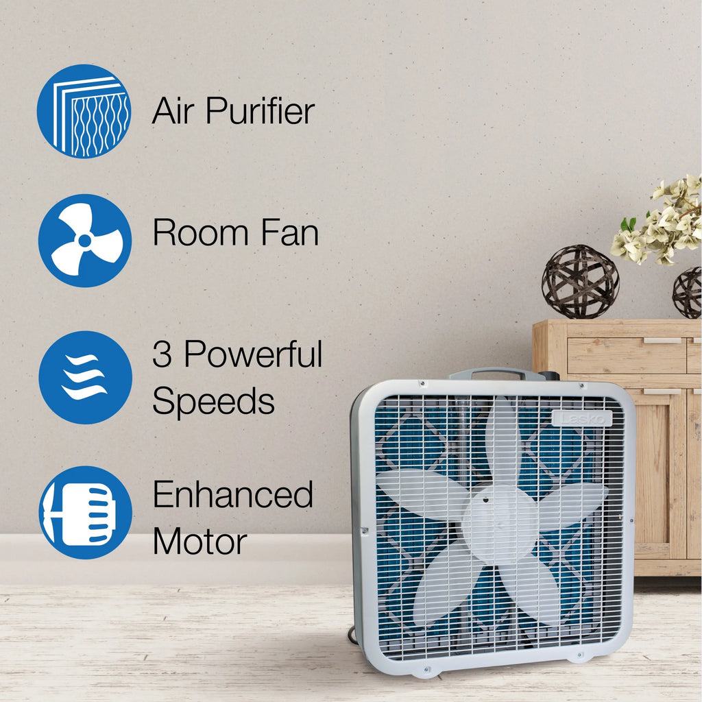 White 3-Speed 2-in-1 Box Fan and Air Purifier G377611