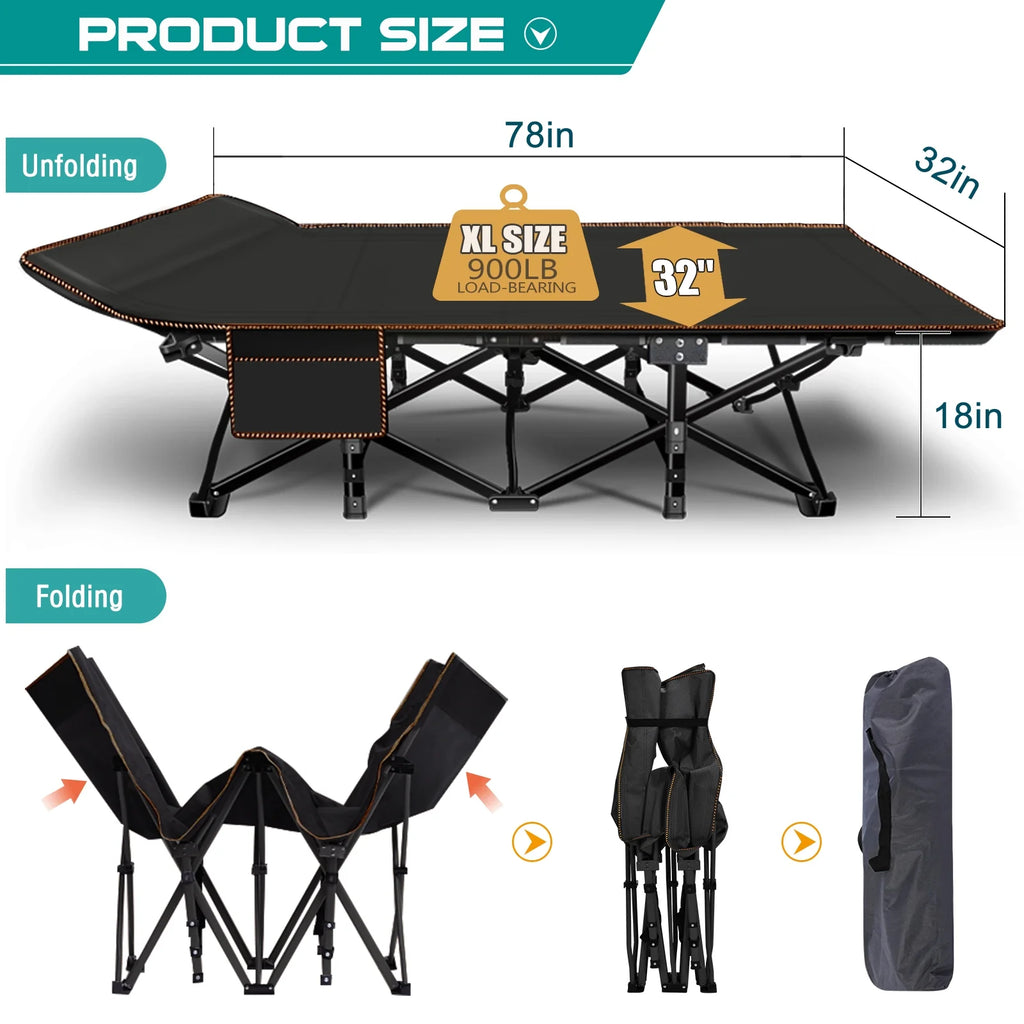 78" Oversized Folding Cot with Mattress and Carry Bag V28113