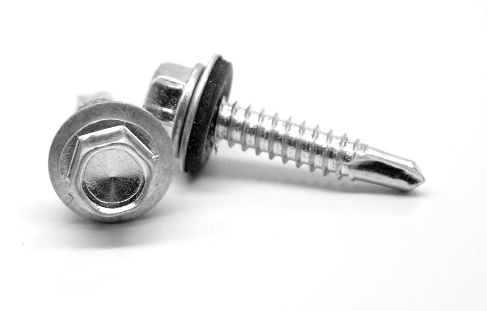 1/4x22-14 x 3/4x22 BSD Thread Self Drilling Screw Hex Washer Head with Bonded Neoprene Washer Low Carbon Steel Zinc Plated Pk 10 F884