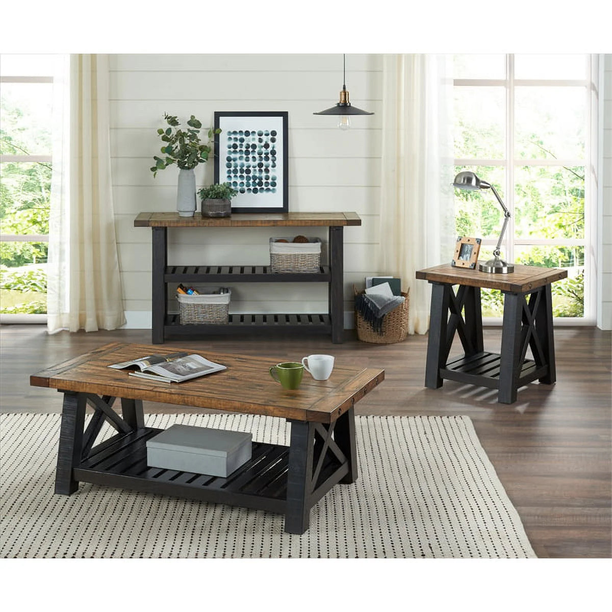 Black Solid Wood End Table Set of 2 W213