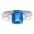 Sterling Silver Simulated Blue Topaz Ring Size 7 C44512
