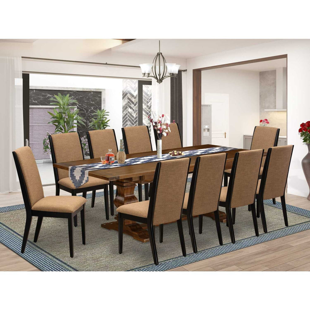 11-Pieces Dining Table Set with 10 Upholstered Chairs U721669