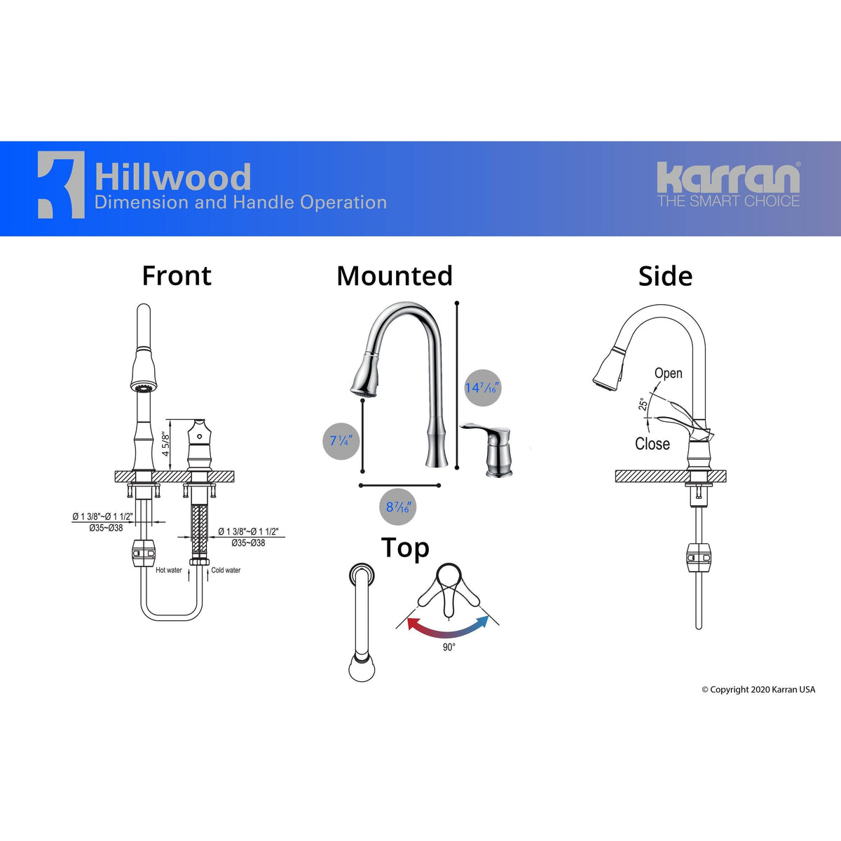 Chrome Single-Handle Pull-Down Sprayer Kitchen Faucet D844