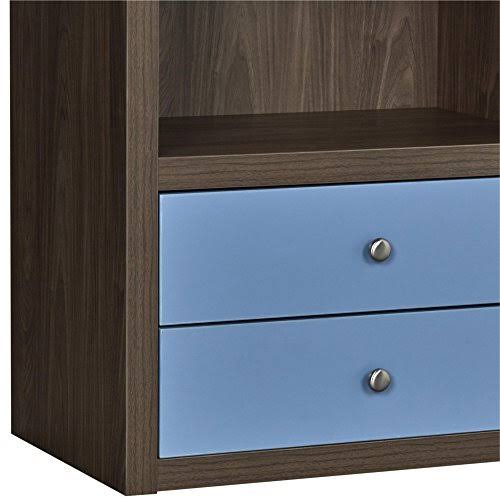 Blue Walnut Modular Bookcase with Drawers E1704