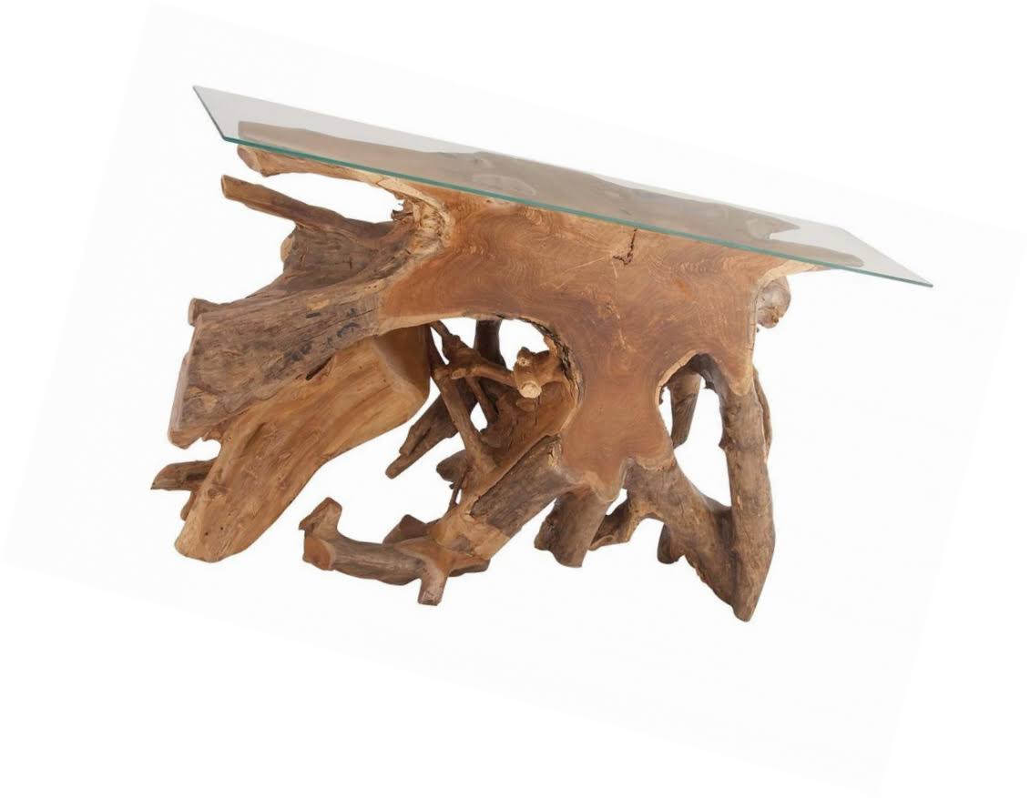 Teak Glass Console Table Y993853