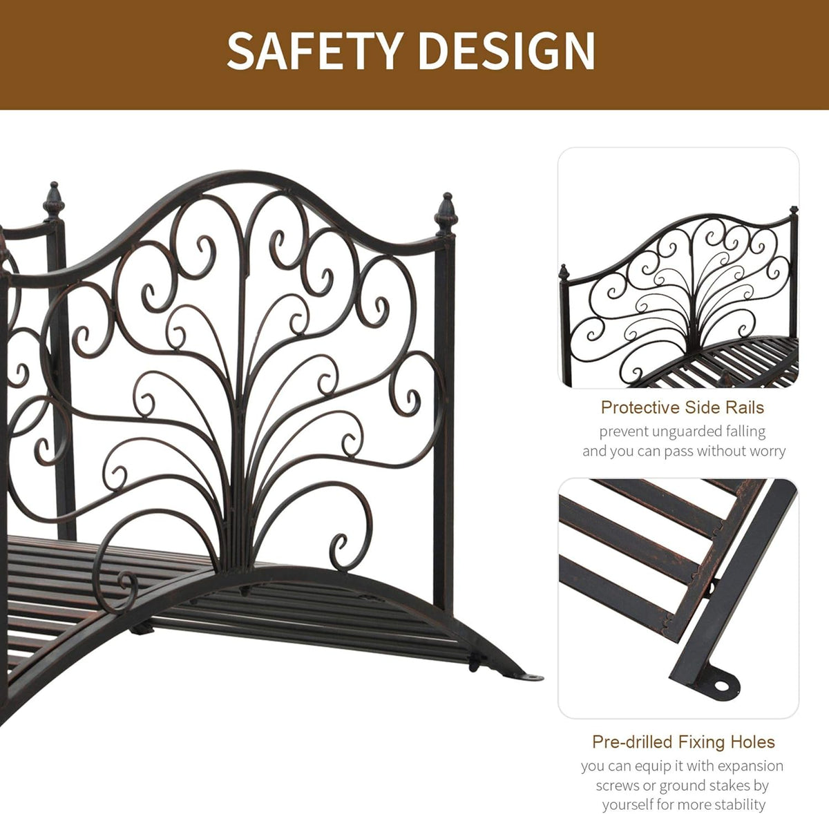Black Bronze Metal Garden Bridge P1947