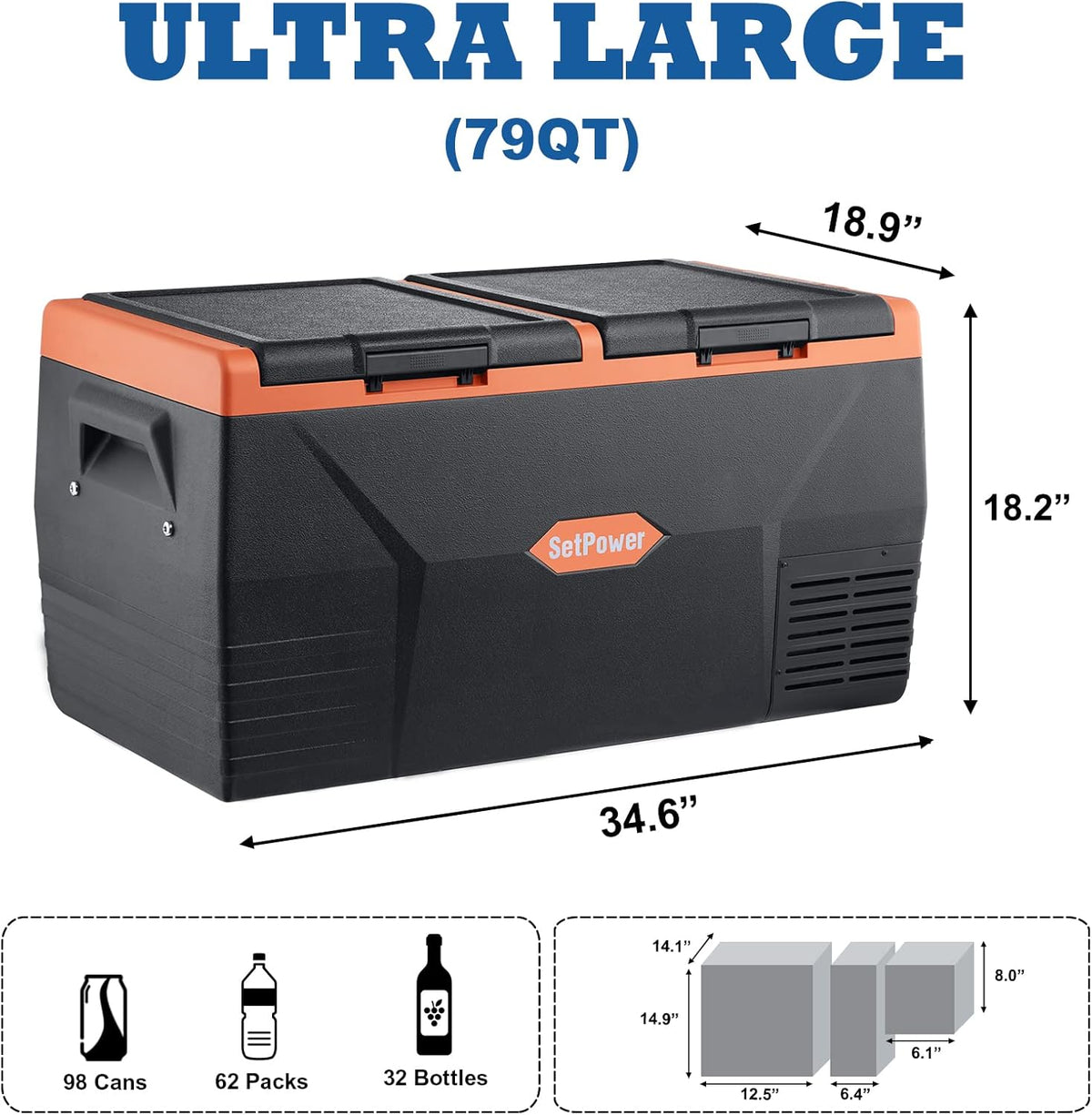 Portable Refrigerator Freezer, Dual Zone, 12 Volt C314649
