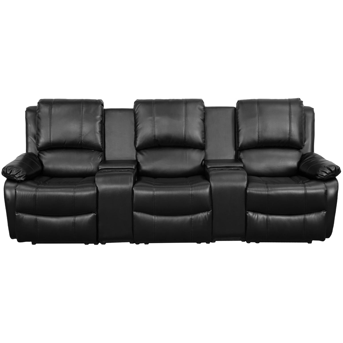 Black 3-Seat Reclining Theater Seating with Cup Holders A2173
