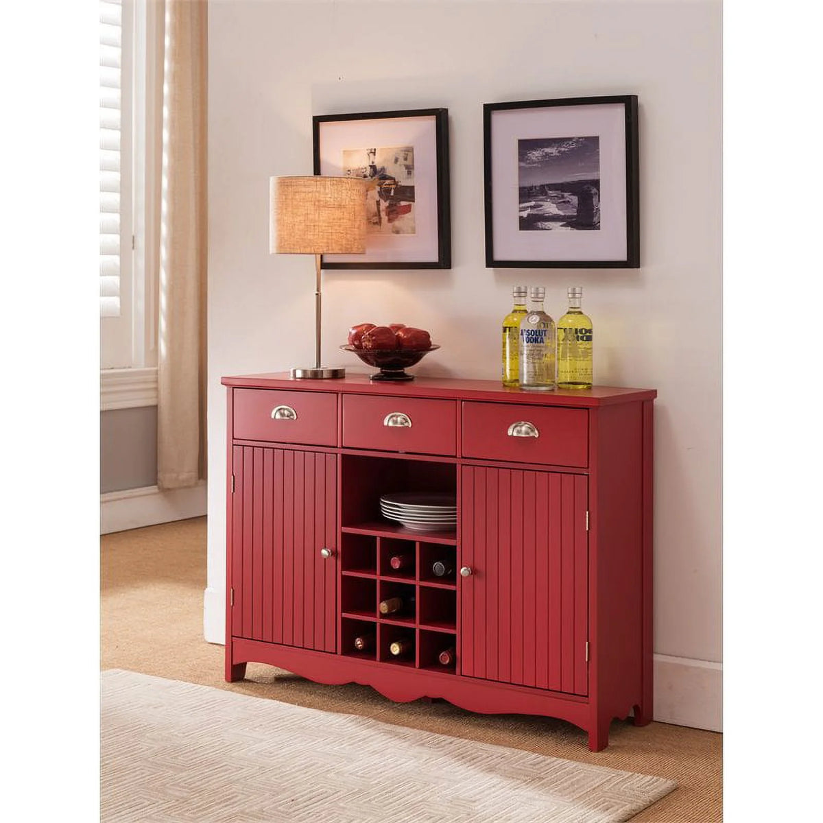Red Wood 2 Door Wine Cabinet N781957