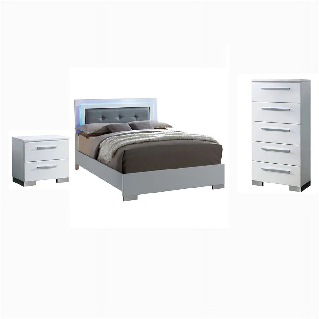 Glossy White Wood Bedroom Set King J28994