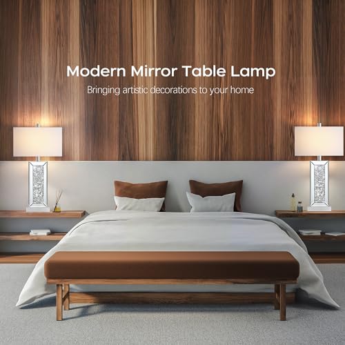 White Fabric Shade Table Lamp Set of 2 V209