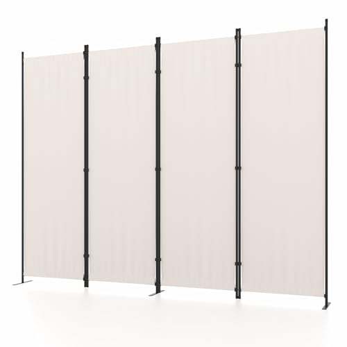 4 Panel Folding Privacy Screen Room Divider with 3 Metal Feet I7974