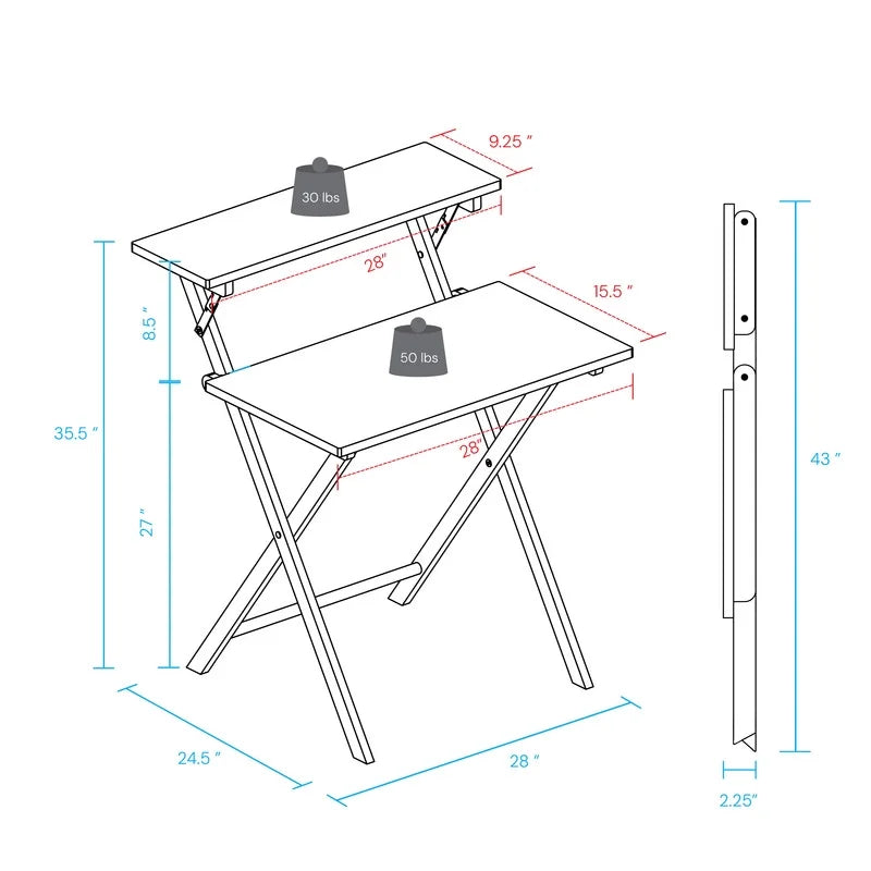 Solid Wood 2-tier Folding Laptop Desk L361