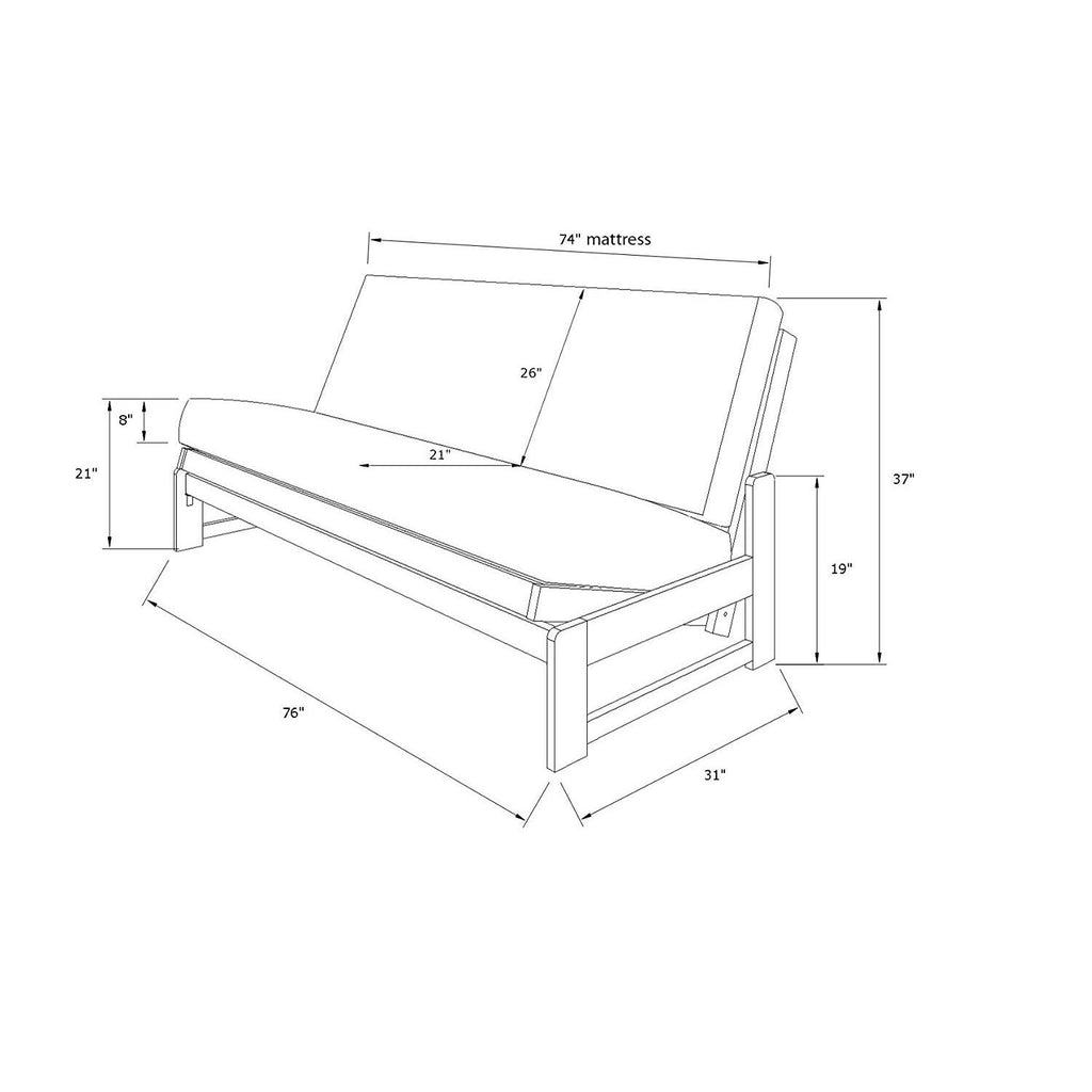 Vintage Futon Frame with Suede Black Mattress E7176
