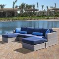 HDPE Wicker 6 Piece Outdoor Conversation Sofa Set with Cushion F4946