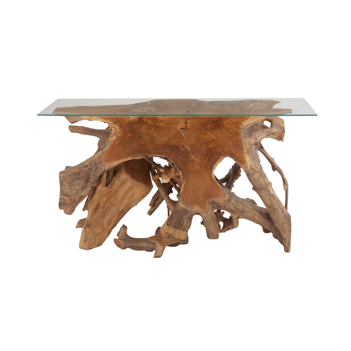 Teak Glass Console Table Y993853