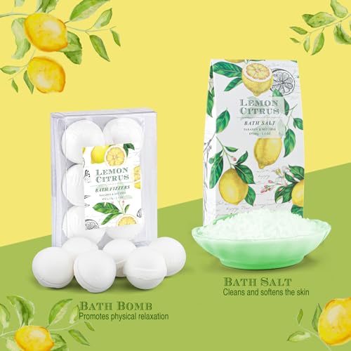 Bath Spa Gift Set with Body Lotion, Shower Gel, Bubble Bath, Body Scrub, Bath Salt, Bath Bomb S9028