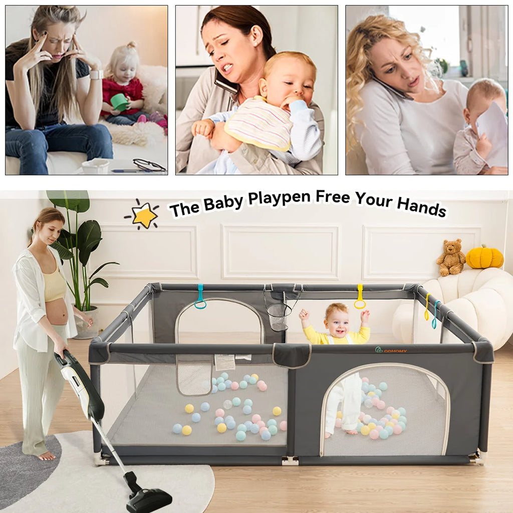 63x63'' Gray Baby Playpen A546809