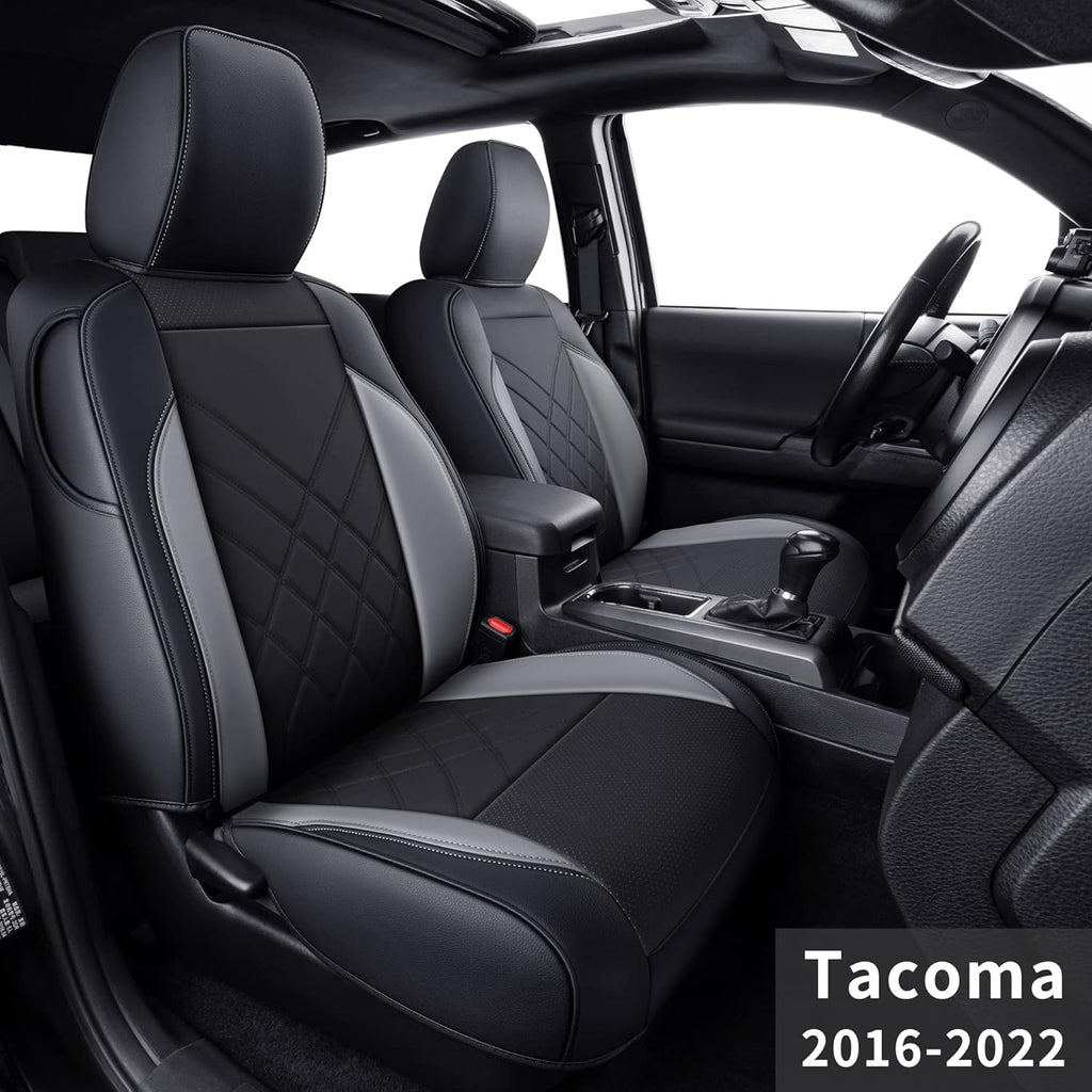 Black & Gray Faux Leather Seat Covers Z892571