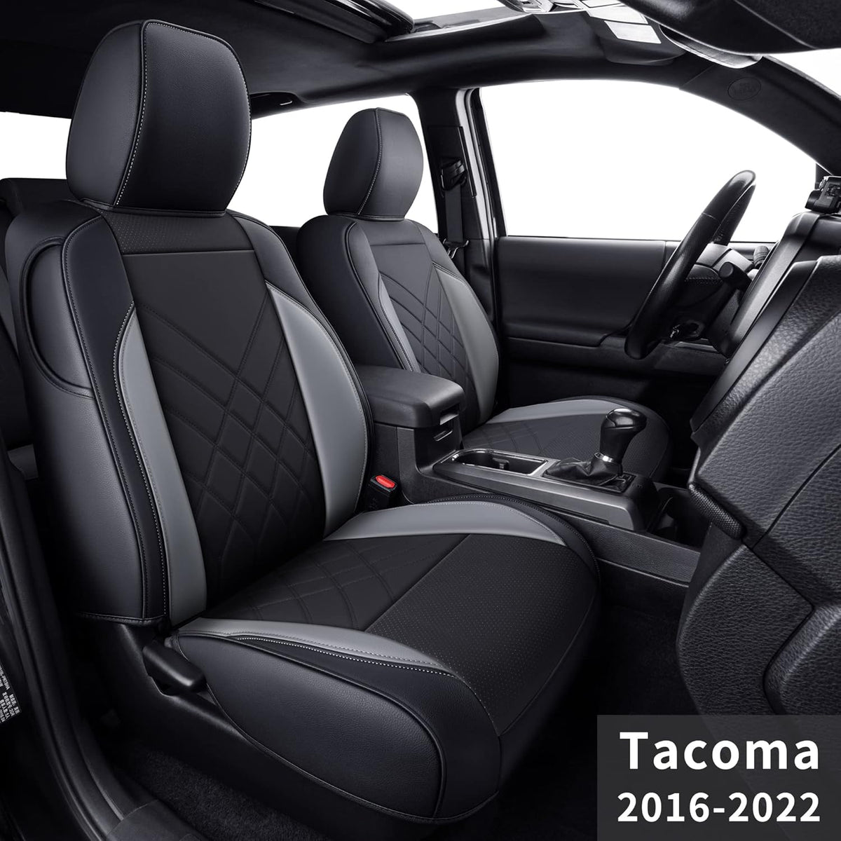 Black & Gray Faux Leather Seat Covers Z892571