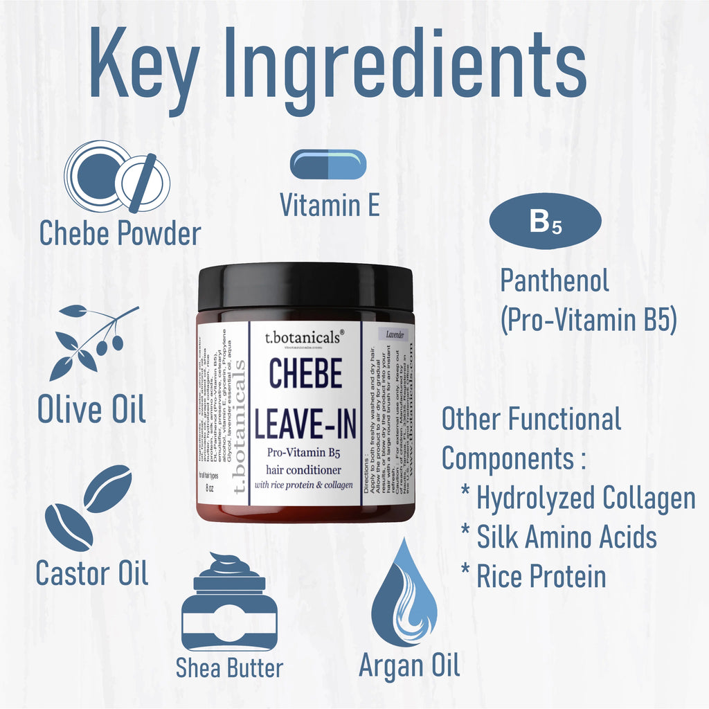 Chebe Leave In Conditioner with Provitamin B5, Chebe Butter, Chebe Powder, Chebe Oil, Silk Amino Acids, Collagen, 8 oz U85413