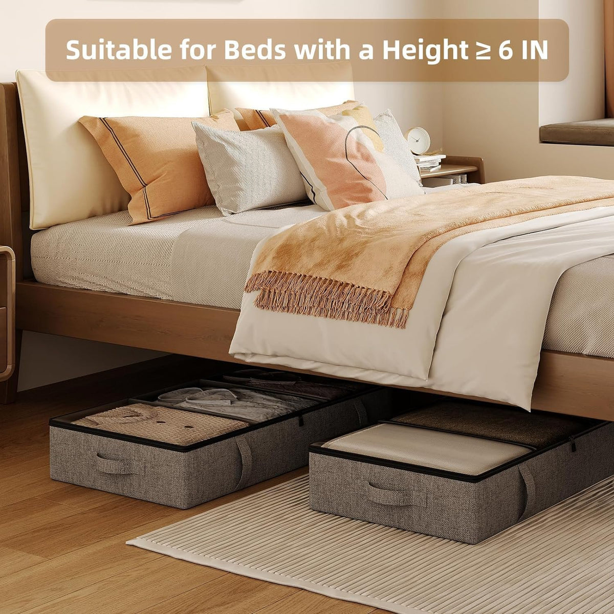 Grey 2 Pack Under Bed Storage Containers with Dividers D702