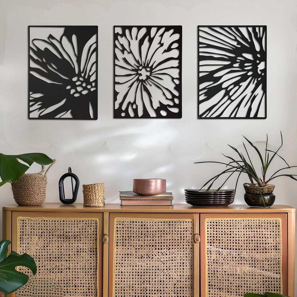3PCS Black Metal Wall Art Decor C16589