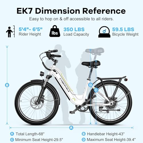 26" Electric Bike, 1000W Peak, Removable Battery, 7-Speed S9827