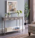 Washed Oak 2 Drawer Console Table with Shelf F460419