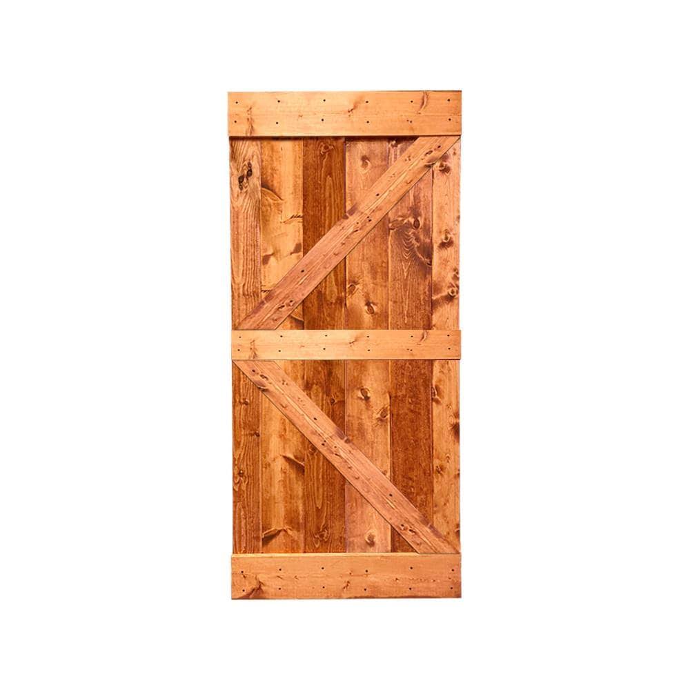 Red Walnut Stained Solid Pine Wood Interior Sliding Barn Door Slab M80005