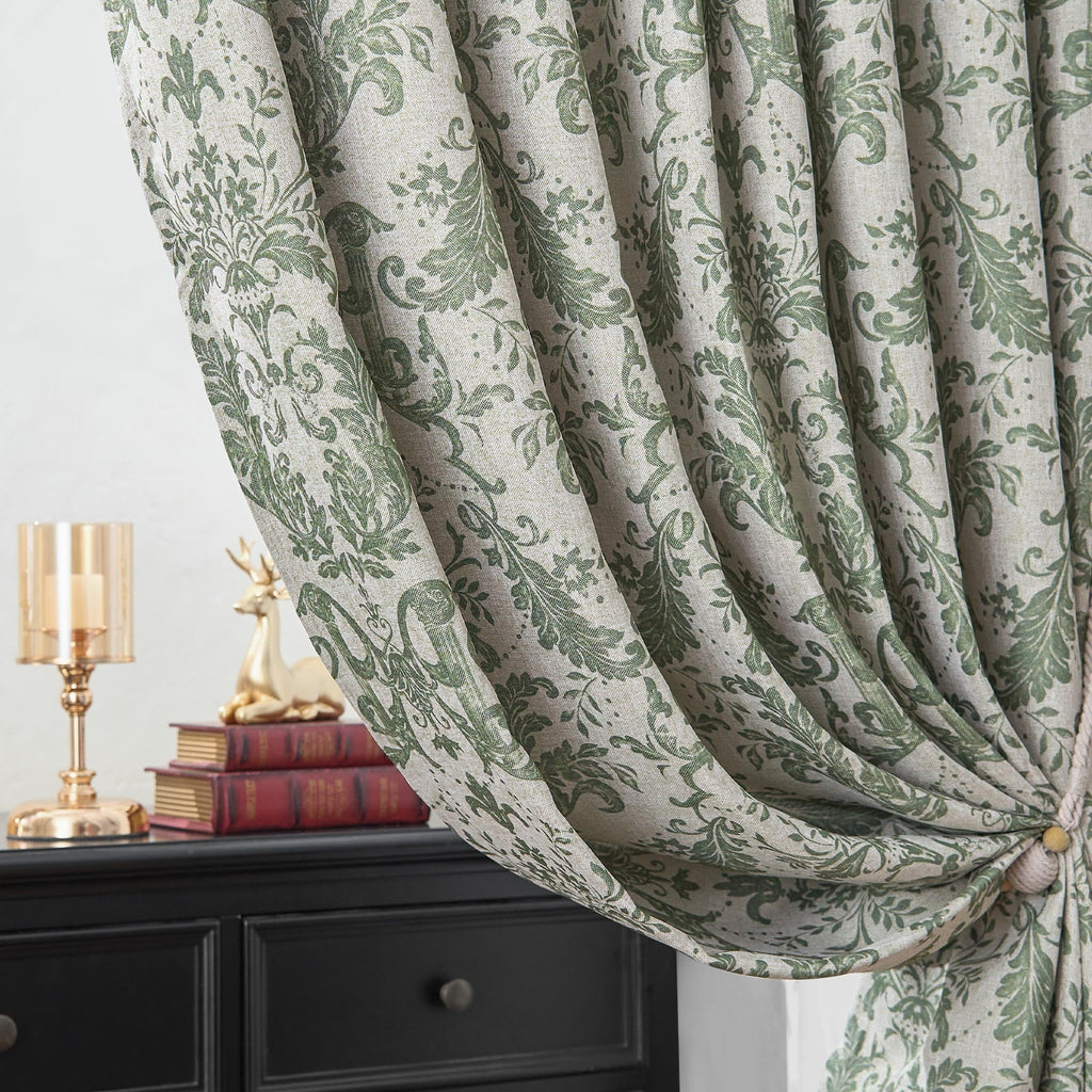 84 inches Greyish Beige Faux Linen Room Darkening Curtains 2 Panels L486
