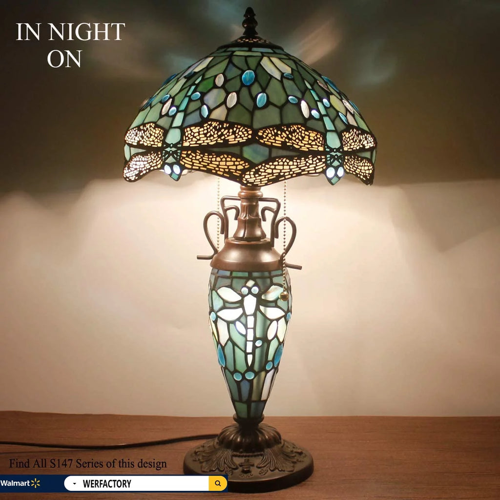 Sea Blue Stained Glass Table Lamp T714