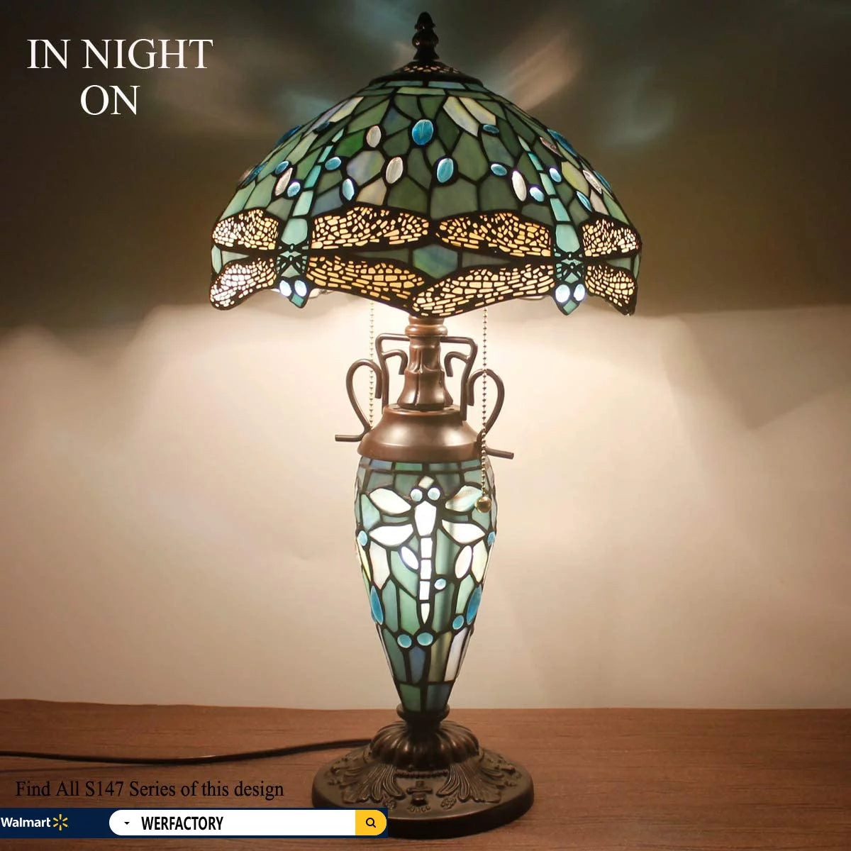 Sea Blue Stained Glass Table Lamp T714