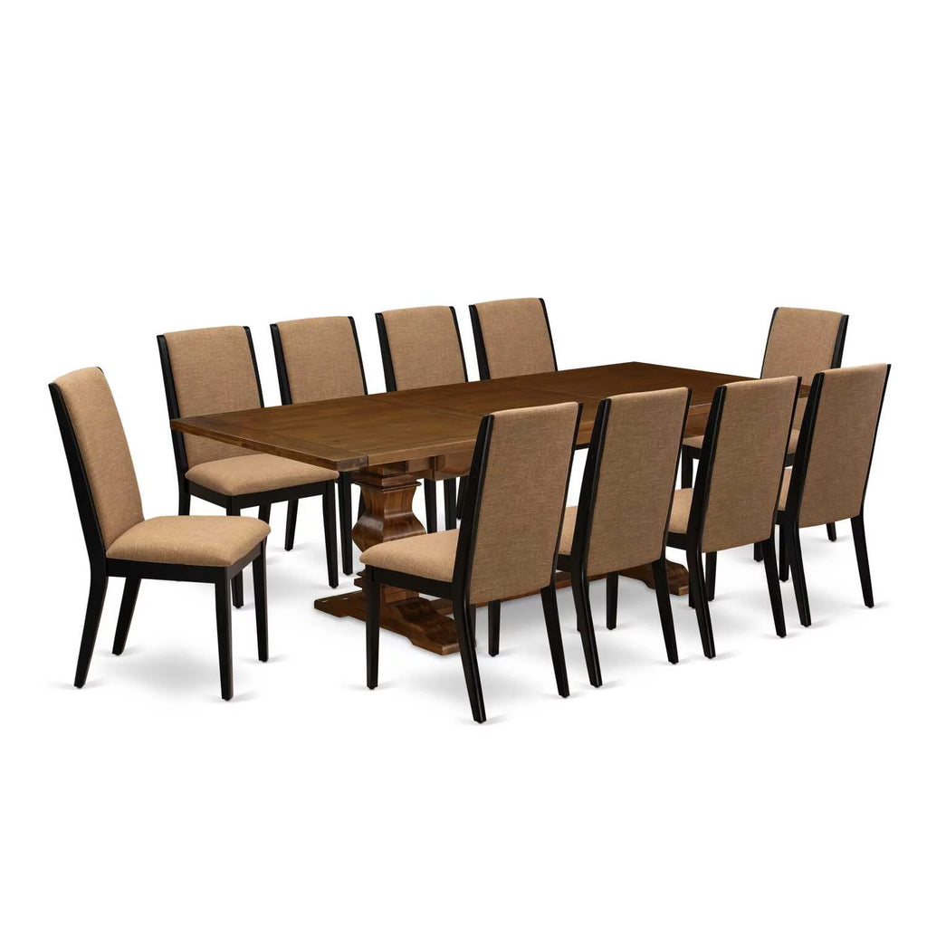 11-Pieces Dining Table Set with 10 Upholstered Chairs U721669