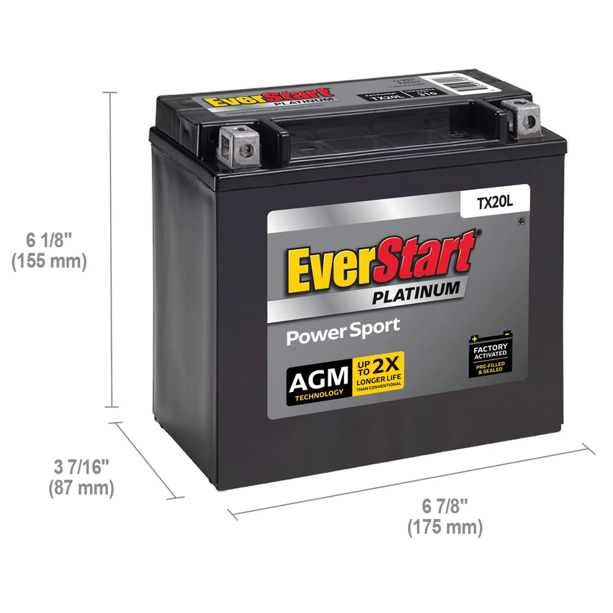 12 Volt 210 CCA AGM Power Sport Battery D505713