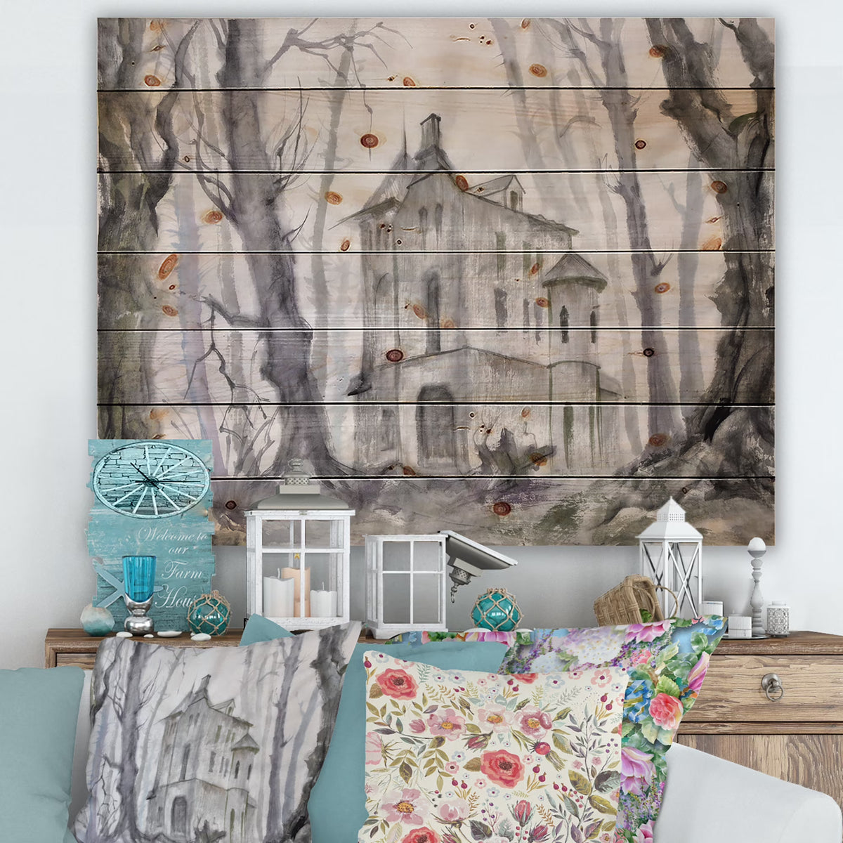 Traditional Print on Natural Pine Wood C491670