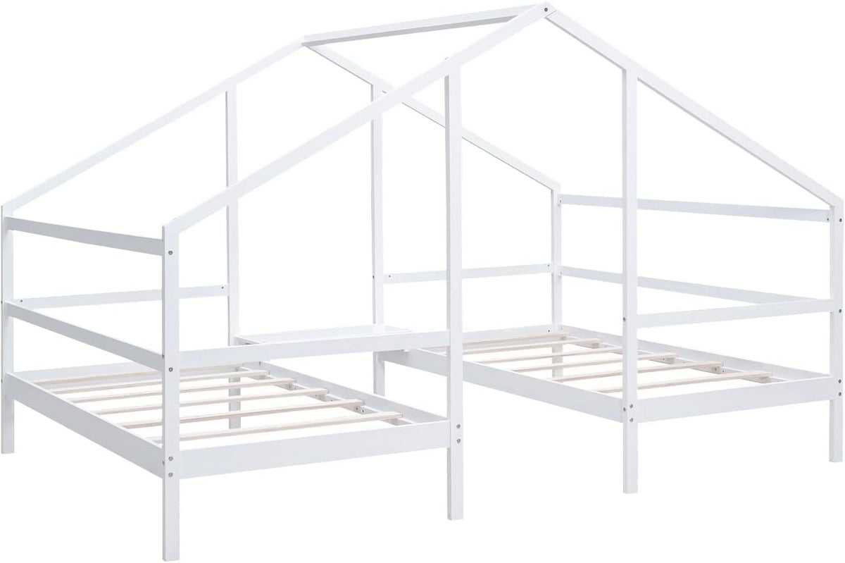 Solid Wood White Kids Bed Frame with Rails U163875