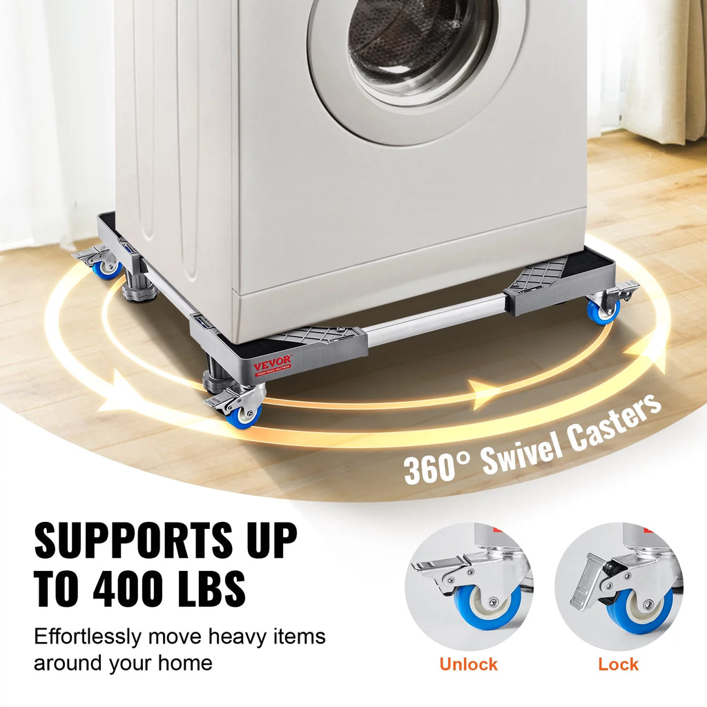 Adjustable Washing Machine Stand 400 lbs 4 Wheels H569024