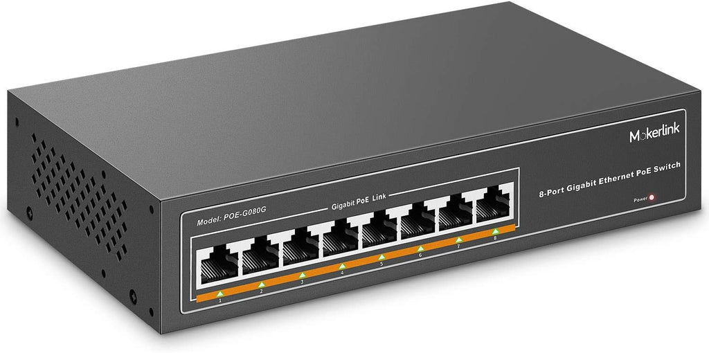 8 Port Gigabit PoE Switch, 120W, Metal Fanless Unmanaged, Pack of 2 D8552