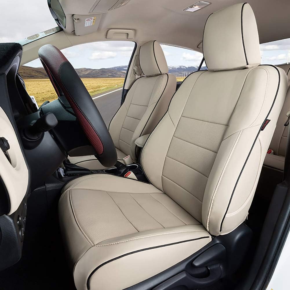 Custom Fit Full Set Car Seat Covers Leatherette Beige J34746