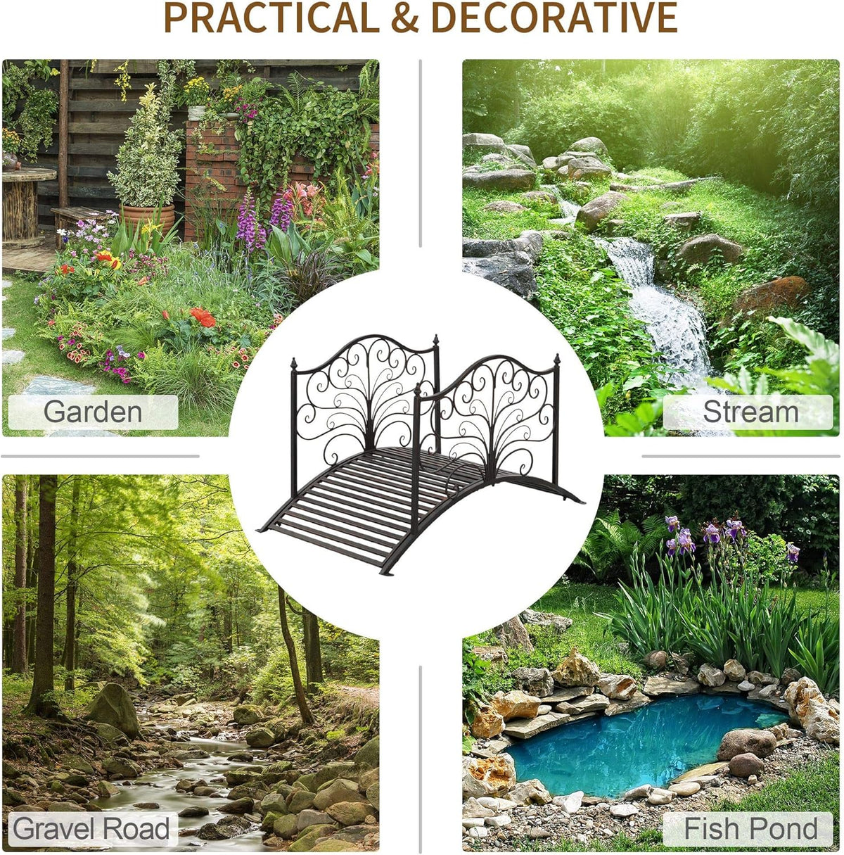 Black Bronze Metal Garden Bridge P1947