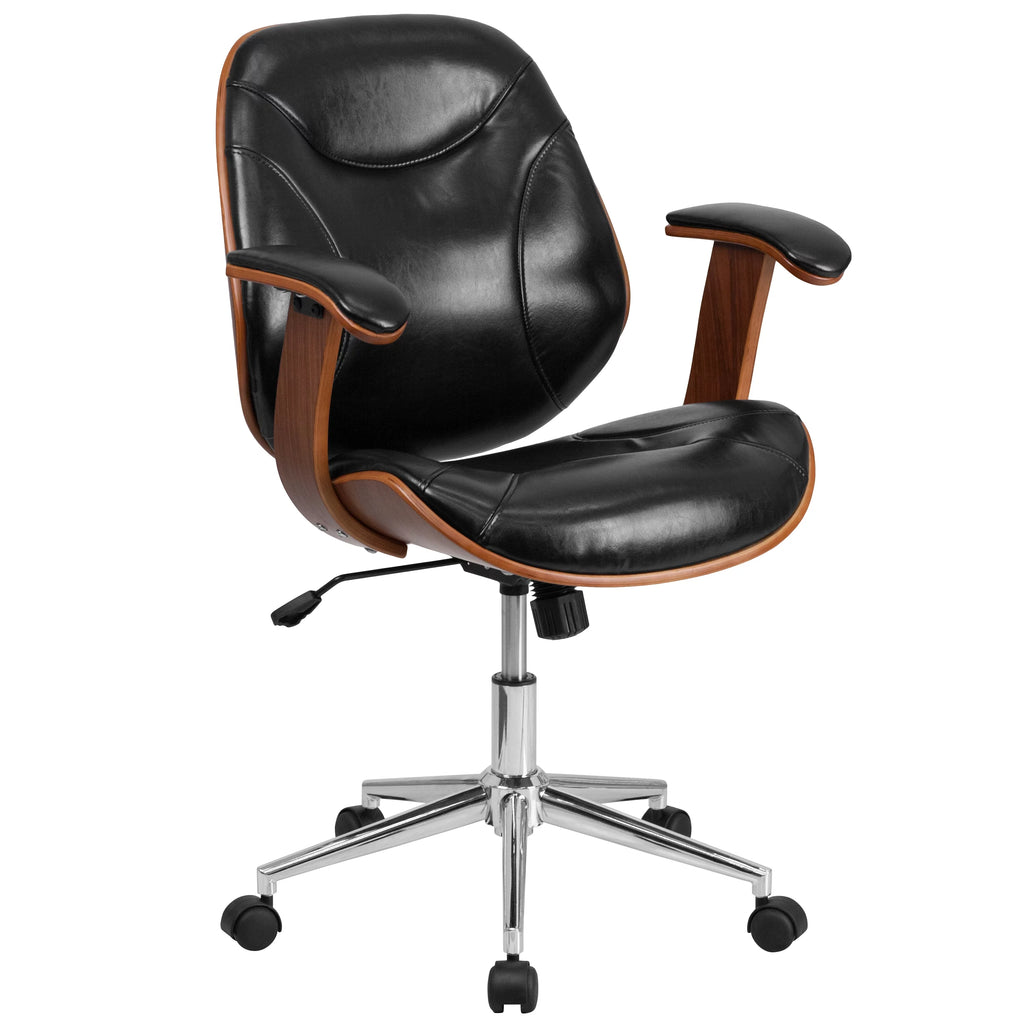 Black Faux Leather Ergonomic Office Chair J56304