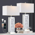 White Fabric Shade Table Lamp Set of 2 V209